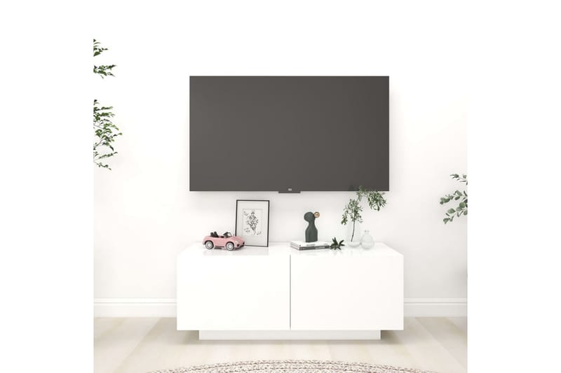 tv-skab 100x35x40 cm spånplade hvid - Hvid - Møbler - TV borde & mediemøbler - TV-skab
