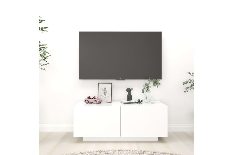 tv-skab 100x35x40 cm spånplade hvid - Hvid - TV-skab