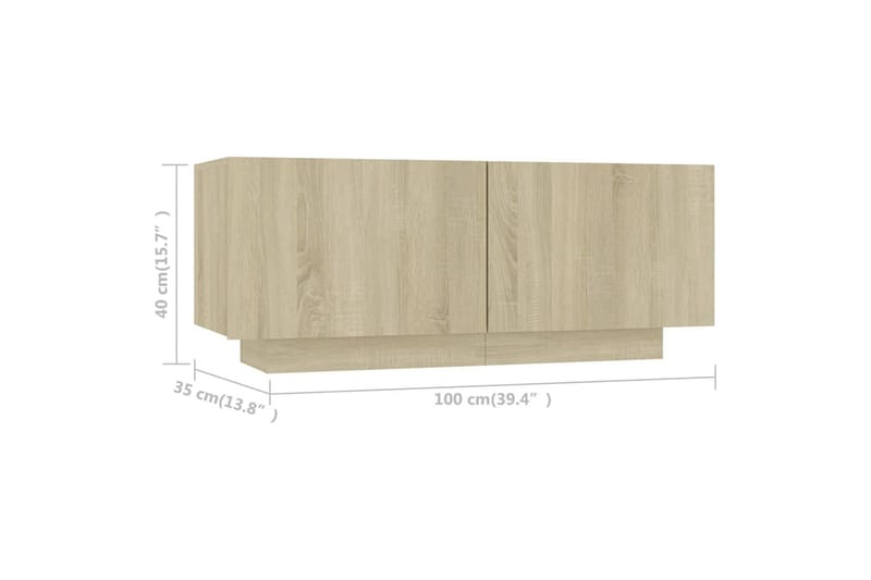 tv-skab 100x35x40 cm spånplade sonoma-eg - Brun - TV-skab