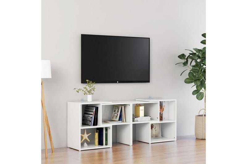tv-skab 104x30x52 cm spånplade hvid højglans - Hvid - TV-skab