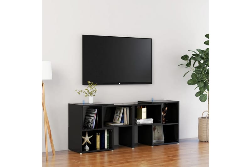 tv-skab 104x30x52 cm spånplade sort højglans - Sort - TV-skab