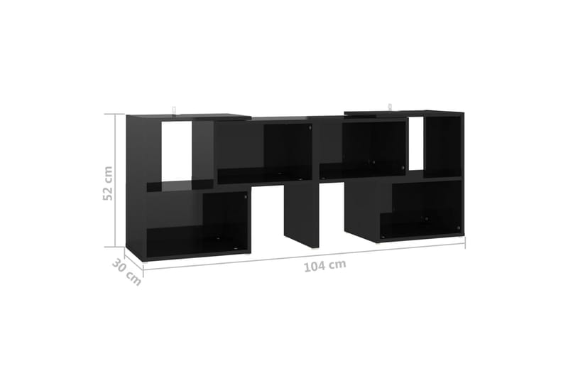 tv-skab 104x30x52 cm spånplade sort højglans - Sort - TV-skab
