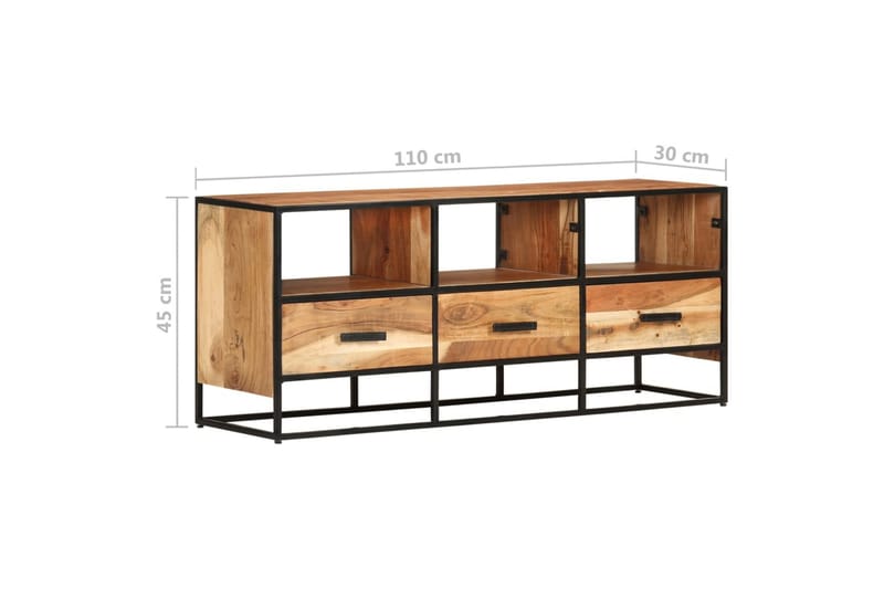 tv-skab 110x30x45 cm massivt akacietræ - Brun - Møbler - TV borde & mediemøbler - TV-skab