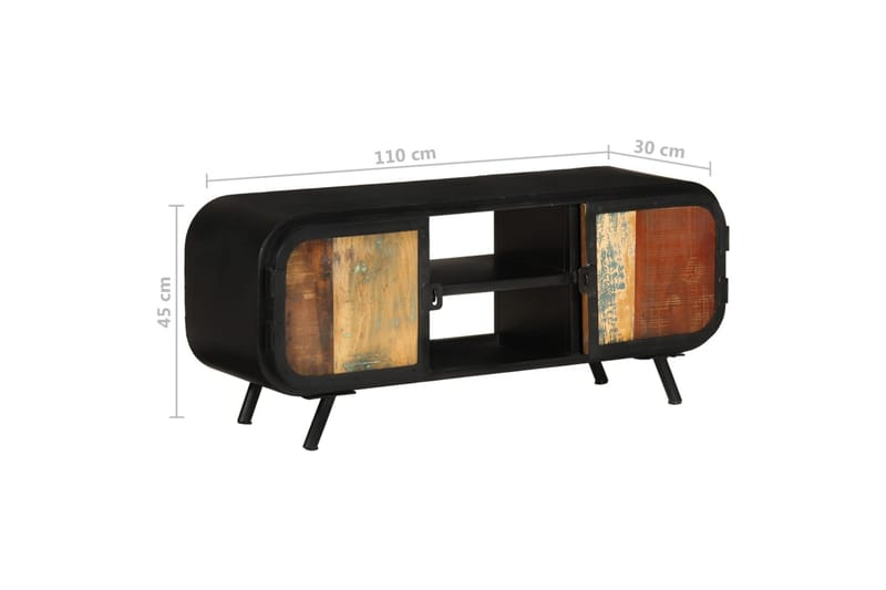 tv-skab 110x30x45 cm massivt genbrugstræ - Sort - Møbler - TV borde & mediemøbler - TV-skab