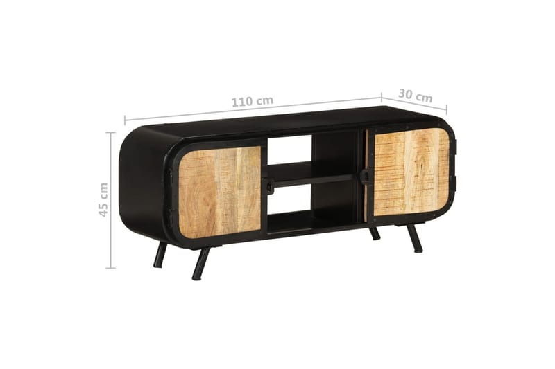 tv-skab 110x30x45 cm ru mangotræ - Sort - Møbler - TV borde & mediemøbler - TV-skab