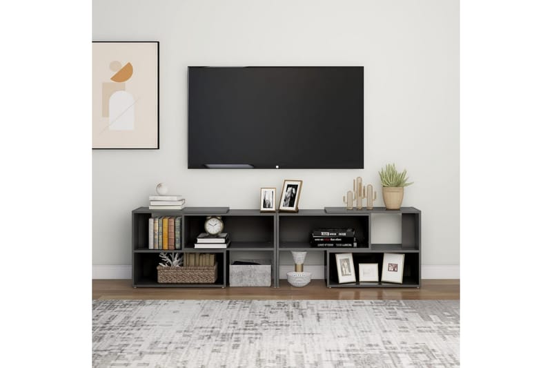 tv-skab 149x30x52 cm spånplade grå højglans - Grå - Møbler - TV borde & mediemøbler - TV-skab