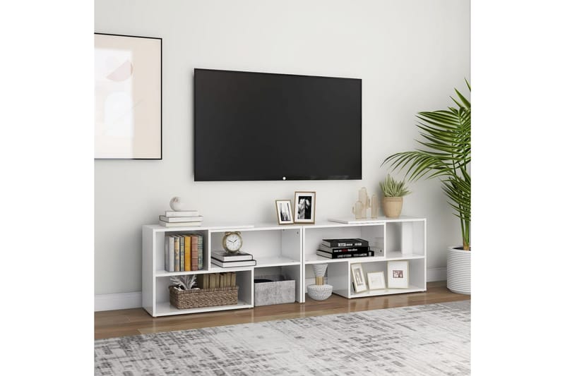 tv-skab 149x30x52 cm spånplade hvid højglans - Hvid - Møbler - TV borde & mediemøbler - TV-skab