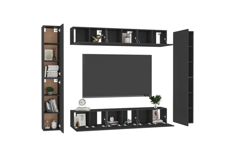 tv-skabe 10 dele spånplade sort - Sort - Møbler - TV borde & mediemøbler - TV-skab
