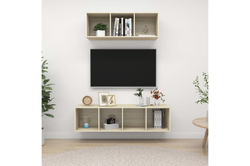 tv-skabe 2 dele spånplade sonoma-eg - Brun - Møbler - TV borde & mediemøbler - TV-skab
