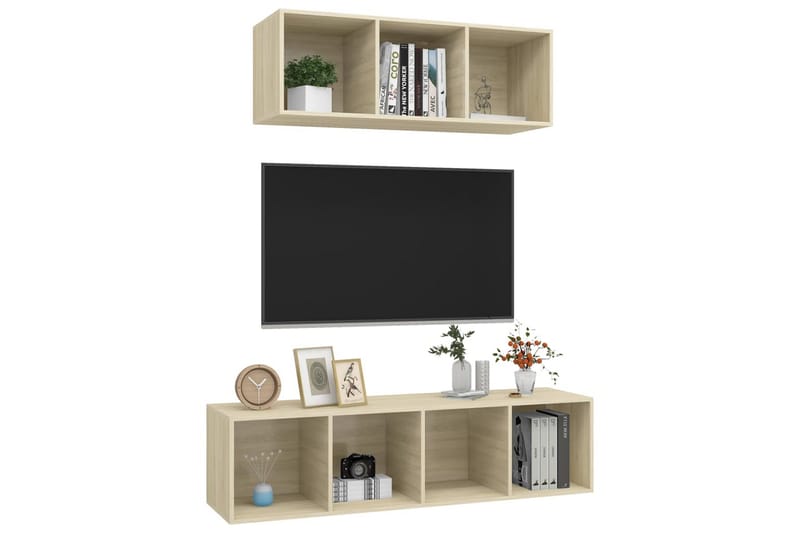 tv-skabe 2 dele spånplade sonoma-eg - Brun - Møbler - TV borde & mediemøbler - TV-skab