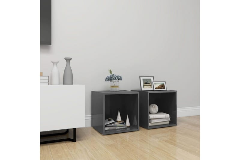 tv-skabe 2 stk. 37x35x37 cm spånplade grå højglans - Grå - Møbler - TV borde & mediemøbler - TV-skab
