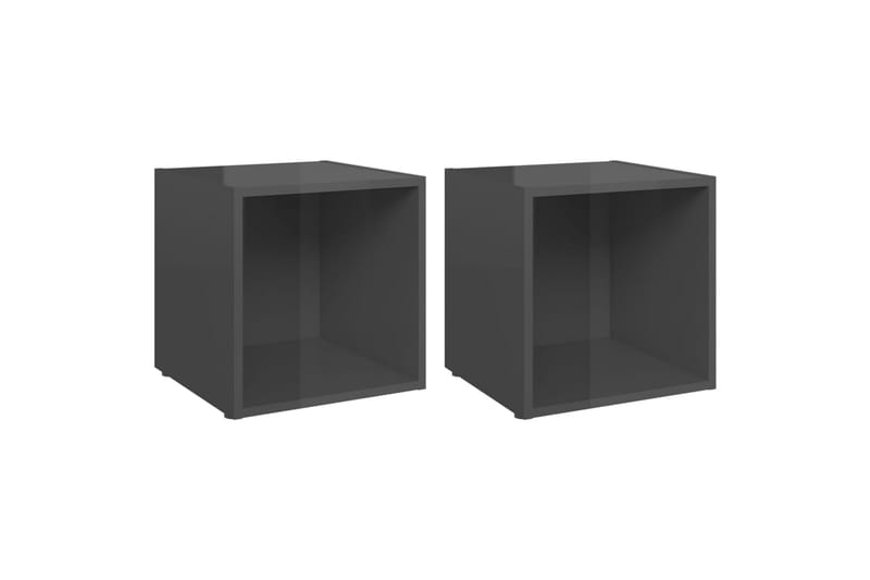 tv-skabe 2 stk. 37x35x37 cm spånplade grå højglans - Grå - Møbler - TV borde & mediemøbler - TV-skab