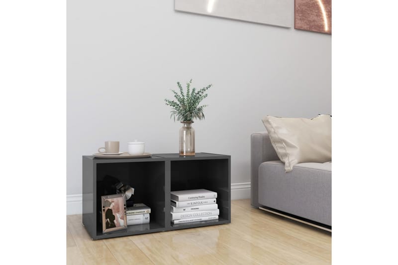 tv-skabe 2 stk. 37x35x37 cm spånplade grå højglans - Grå - Møbler - TV borde & mediemøbler - TV-skab