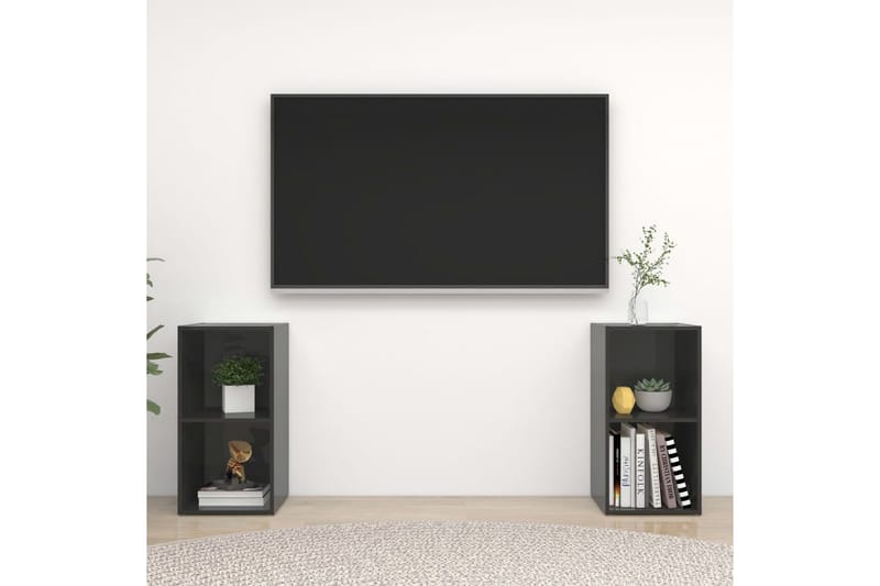 tv-skabe 2 stk. 72x35x36,5 cm spånplade grå højglans - Grå - Møbler - TV borde & mediemøbler - TV-skab