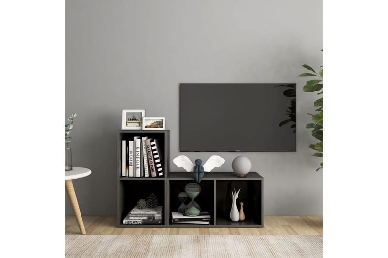 tv-skabe 2 stk. 72x35x36,5 cm spånplade grå højglans - Grå - TV-skab