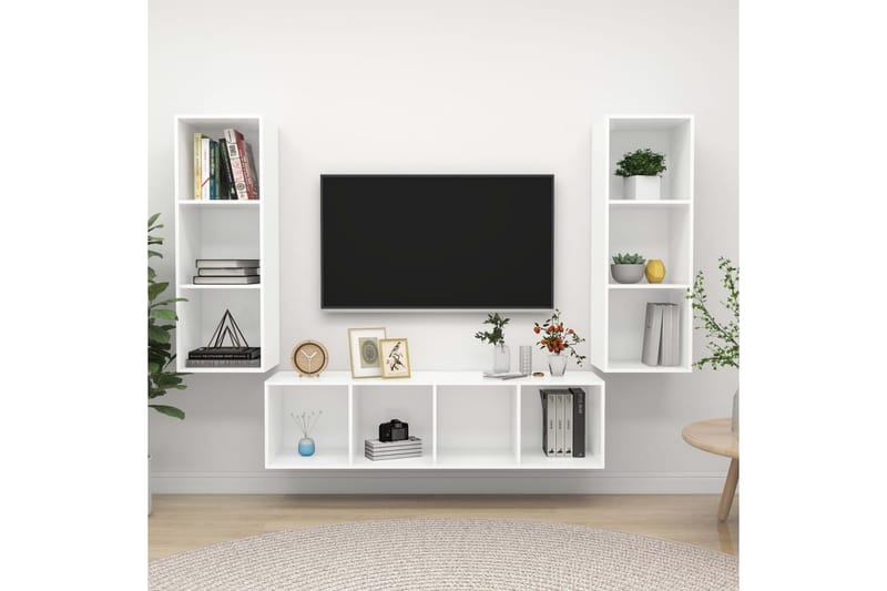 tv-skabe 3 dele spånplade hvid - Hvid - Møbler - TV borde & mediemøbler - TV-skab