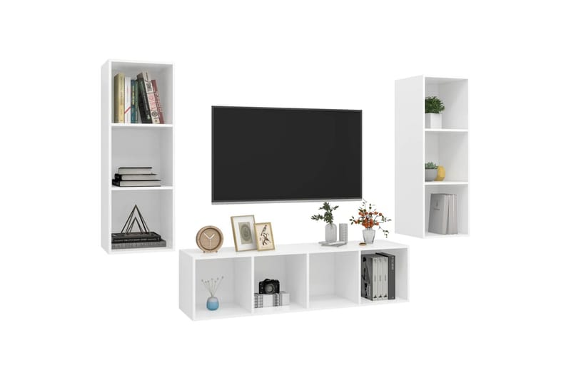 tv-skabe 3 dele spånplade hvid - Hvid - Møbler - TV borde & mediemøbler - TV-skab