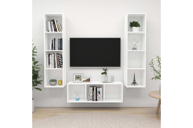 tv-skabe 3 dele spånplade hvid - Hvid - Møbler - TV borde & mediemøbler - TV-skab