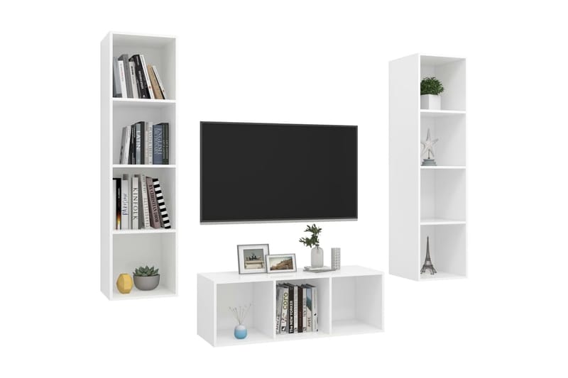 tv-skabe 3 dele spånplade hvid - Hvid - Møbler - TV borde & mediemøbler - TV-skab