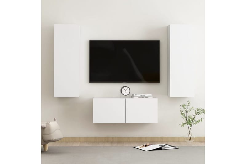 tv-skabe 3 dele spånplade hvid - Hvid - Møbler - TV borde & mediemøbler - TV-skab