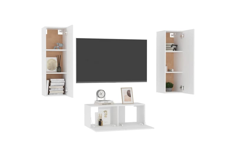 tv-skabe 3 dele spånplade hvid - Hvid - Møbler - TV borde & mediemøbler - TV-skab