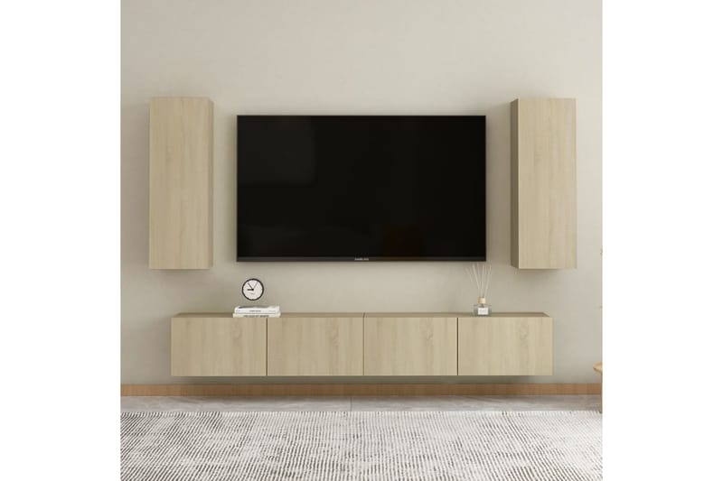 tv-skabe 3 dele spånplade sonoma-eg - Brun - Møbler - TV borde & mediemøbler - TV-skab