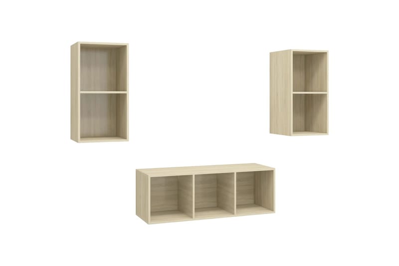 tv-skabe 3 dele spånplade sonoma-eg - Brun - Møbler - TV borde & mediemøbler - TV-skab
