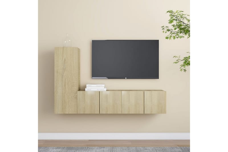 tv-skabe 3 dele spånplade sonoma-eg - Brun - Møbler - TV borde & mediemøbler - TV-skab