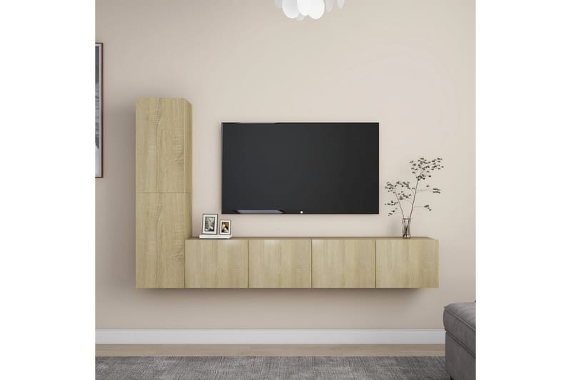 tv-skabe 3 dele spånplade sonoma-eg - Brun - Møbler - TV borde & mediemøbler - TV-skab