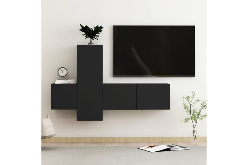 tv-skabe 3 dele spånplade sort - Sort - Møbler - TV borde & mediemøbler - TV-skab