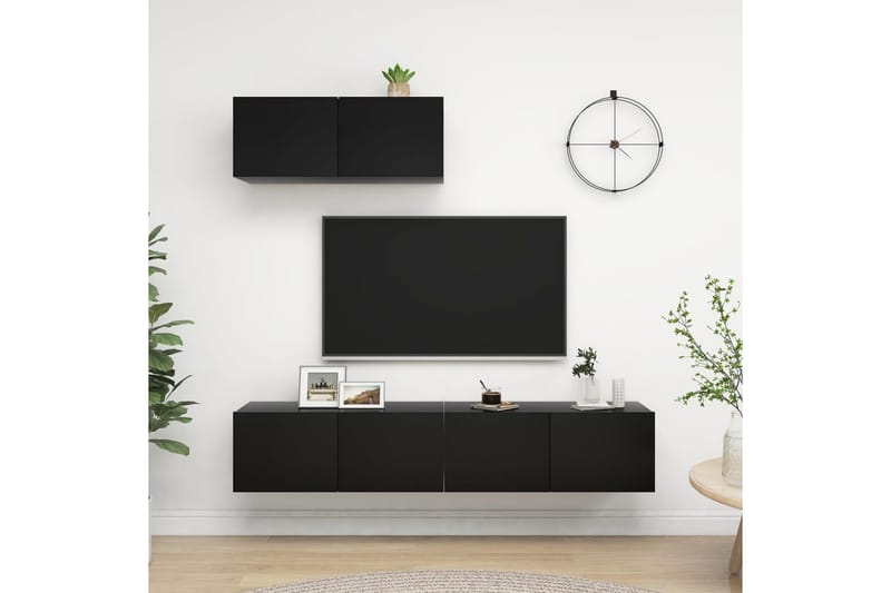 tv-skabe 3 dele spånplade sort - Sort - Møbler - TV borde & mediemøbler - TV-skab