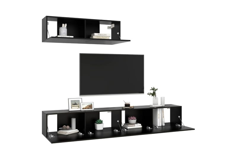 tv-skabe 3 dele spånplade sort - Sort - Møbler - TV borde & mediemøbler - TV-skab