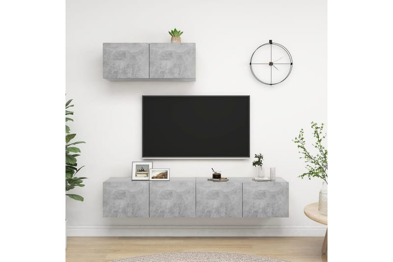 tv-skabe 3 stk. spånplade betongrå - Grå - Møbler - TV borde & mediemøbler - TV-skab