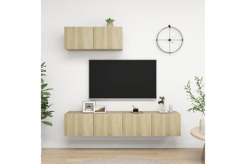 tv-skabe 3 stk. spånplade sonoma-eg - Brun - Møbler - TV borde & mediemøbler - TV-skab
