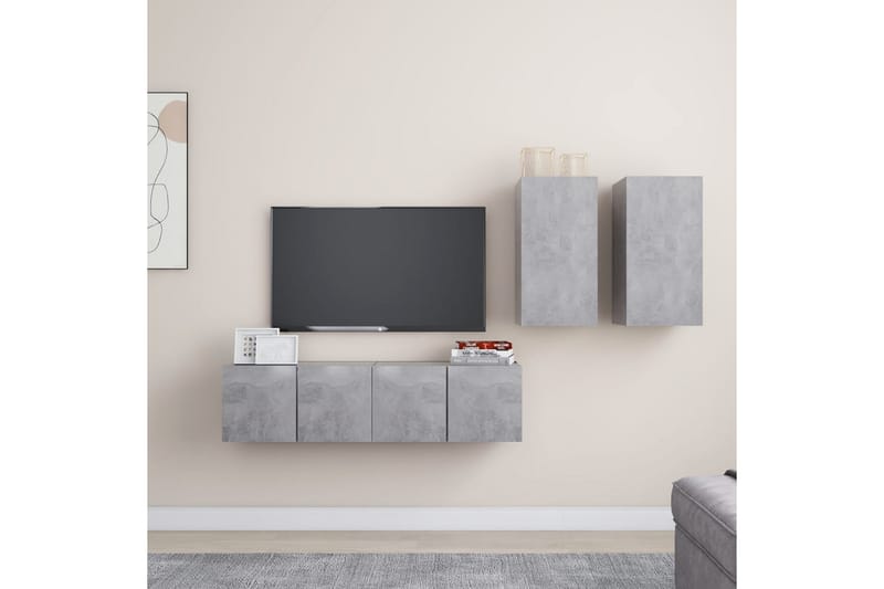 tv-skabe 4 dele spånplade betongrå - Grå - Møbler - TV borde & mediemøbler - TV-skab