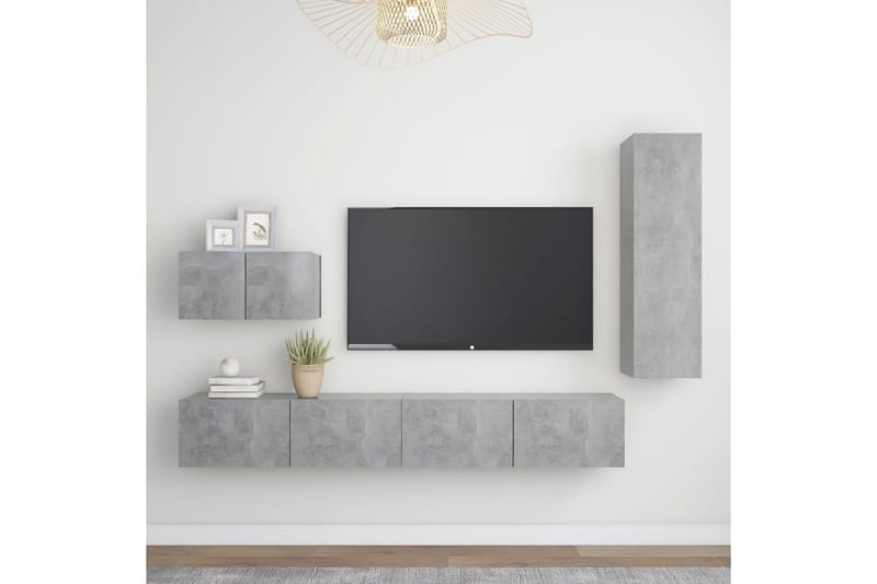 tv-skabe 4 dele spånplade betongrå - Grå - Møbler - TV borde & mediemøbler - TV-skab