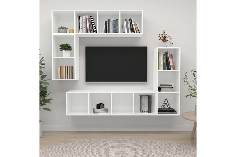 tv-skabe 4 dele spånplade hvid - Hvid - Møbler - TV borde & mediemøbler - TV-skab