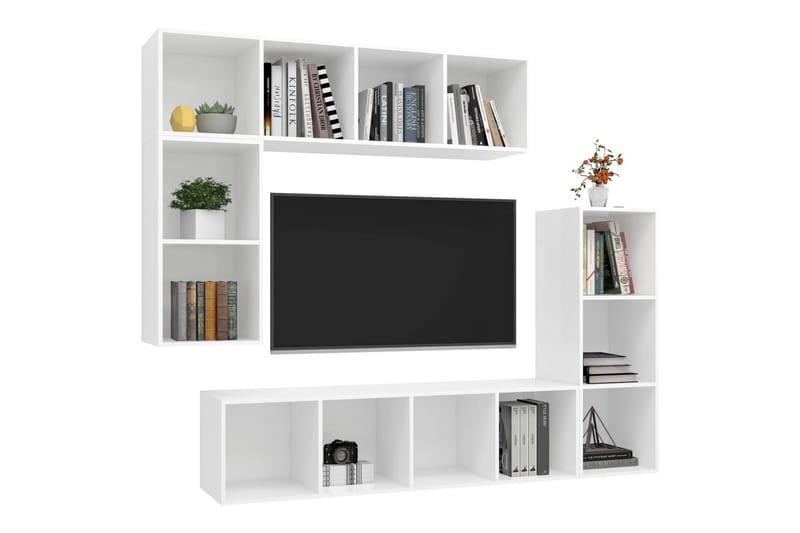 tv-skabe 4 dele spånplade hvid - Hvid - Møbler - TV borde & mediemøbler - TV-skab