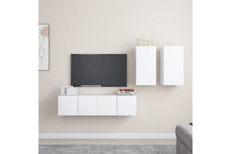 tv-skabe 4 dele spånplade hvid - Hvid - Møbler - TV borde & mediemøbler - TV-skab