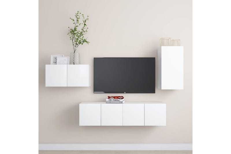 tv-skabe 4 dele spånplade hvid - Hvid - Møbler - TV borde & mediemøbler - TV-skab