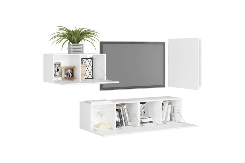 tv-skabe 4 dele spånplade hvid - Hvid - Møbler - TV borde & mediemøbler - TV-skab