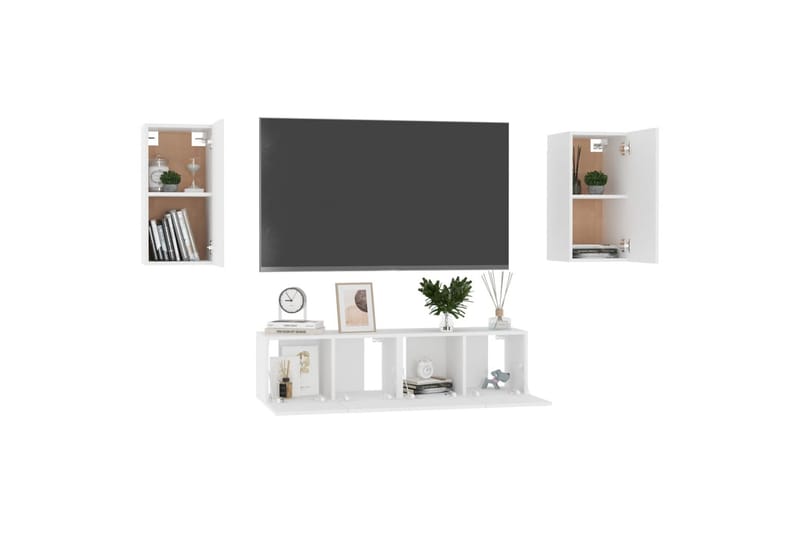 tv-skabe 4 dele spånplade hvid - Hvid - Møbler - TV borde & mediemøbler - TV-skab
