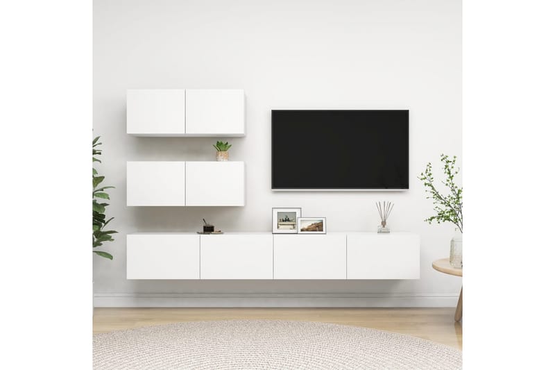 tv-skabe 4 dele spånplade hvid - Hvid - Møbler - TV borde & mediemøbler - TV-skab