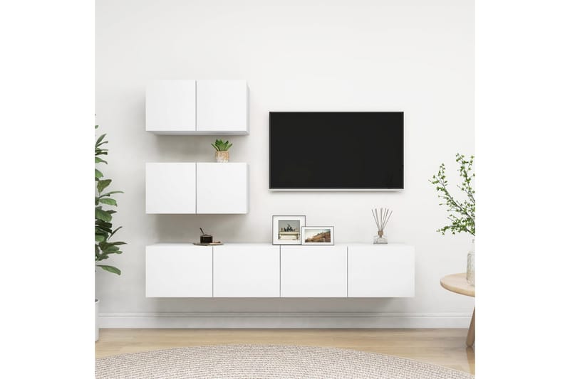 tv-skabe 4 dele spånplade hvid - Hvid - Møbler - TV borde & mediemøbler - TV-skab