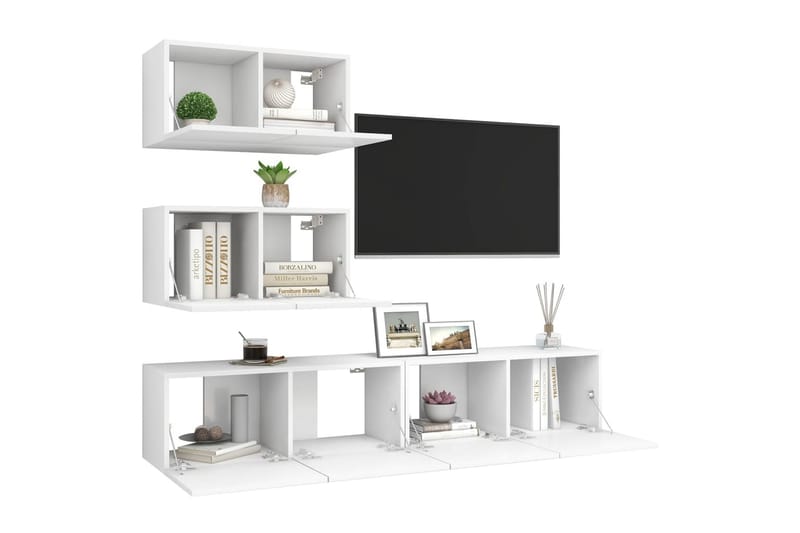 tv-skabe 4 dele spånplade hvid - Hvid - Møbler - TV borde & mediemøbler - TV-skab