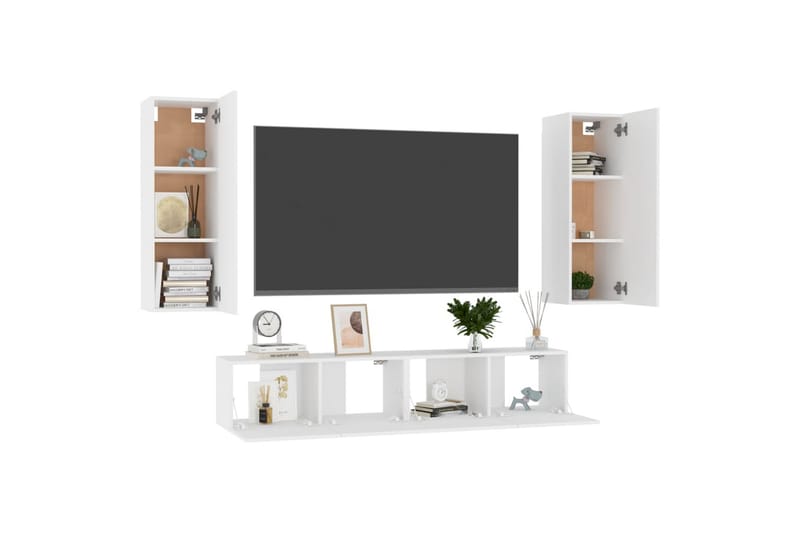 tv-skabe 4 dele spånplade hvid - Hvid - Møbler - TV borde & mediemøbler - TV-skab