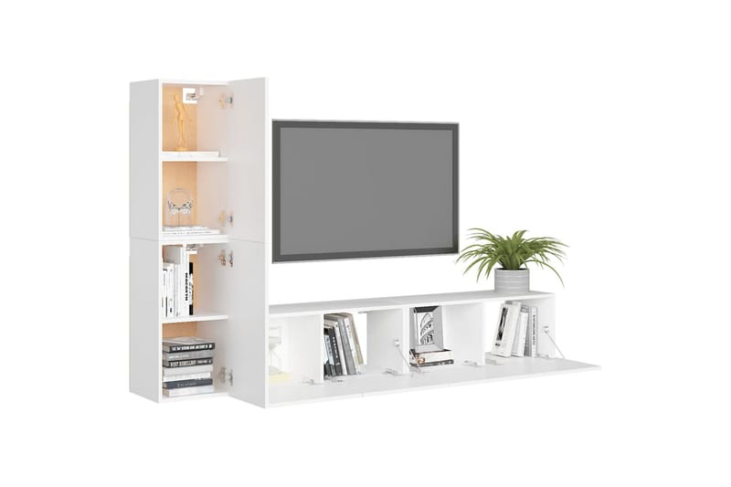 tv-skabe 4 dele spånplade hvid - Hvid - Møbler - TV borde & mediemøbler - TV-skab