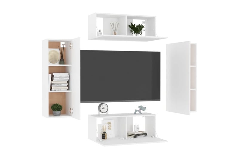 tv-skabe 4 dele spånplade hvid - Hvid - Møbler - TV borde & mediemøbler - TV-skab