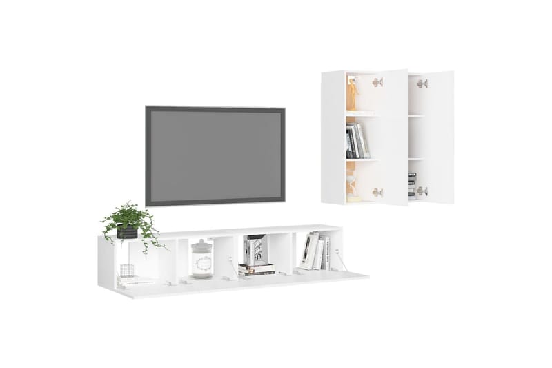 tv-skabe 4 dele spånplade hvid - Hvid - Møbler - TV borde & mediemøbler - TV-skab