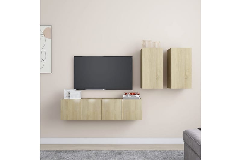 tv-skabe 4 dele spånplade sonoma-eg - Brun - Møbler - TV borde & mediemøbler - TV-skab